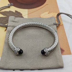 DY vintage 7mm diamond bracelet size M 925 silver black